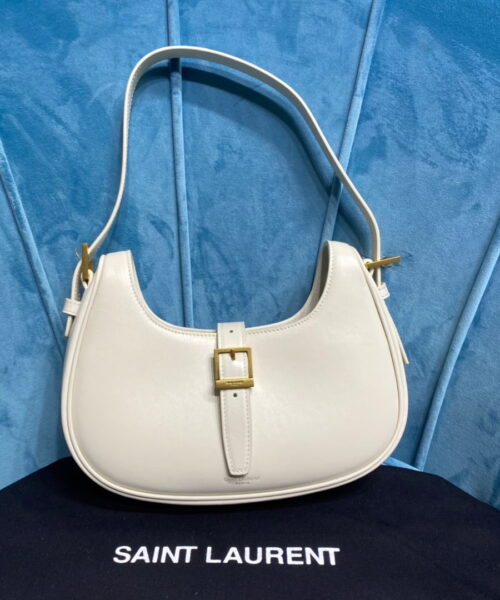 [REP 1:1] Saint Laurent Le Fermoir Hobo Bag White For Women 9.5in/24cm YSL 672615