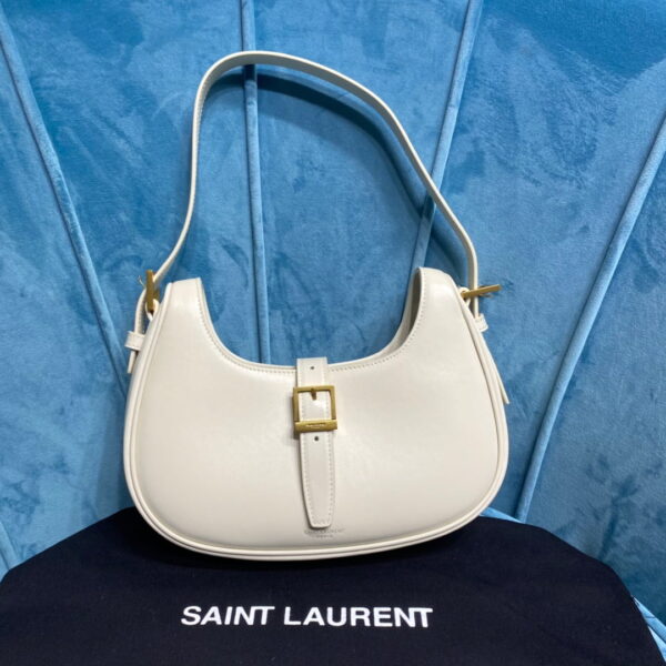 [REP 1:1] Saint Laurent Le Fermoir Hobo Bag White For Women 9.5in/24cm YSL 672615