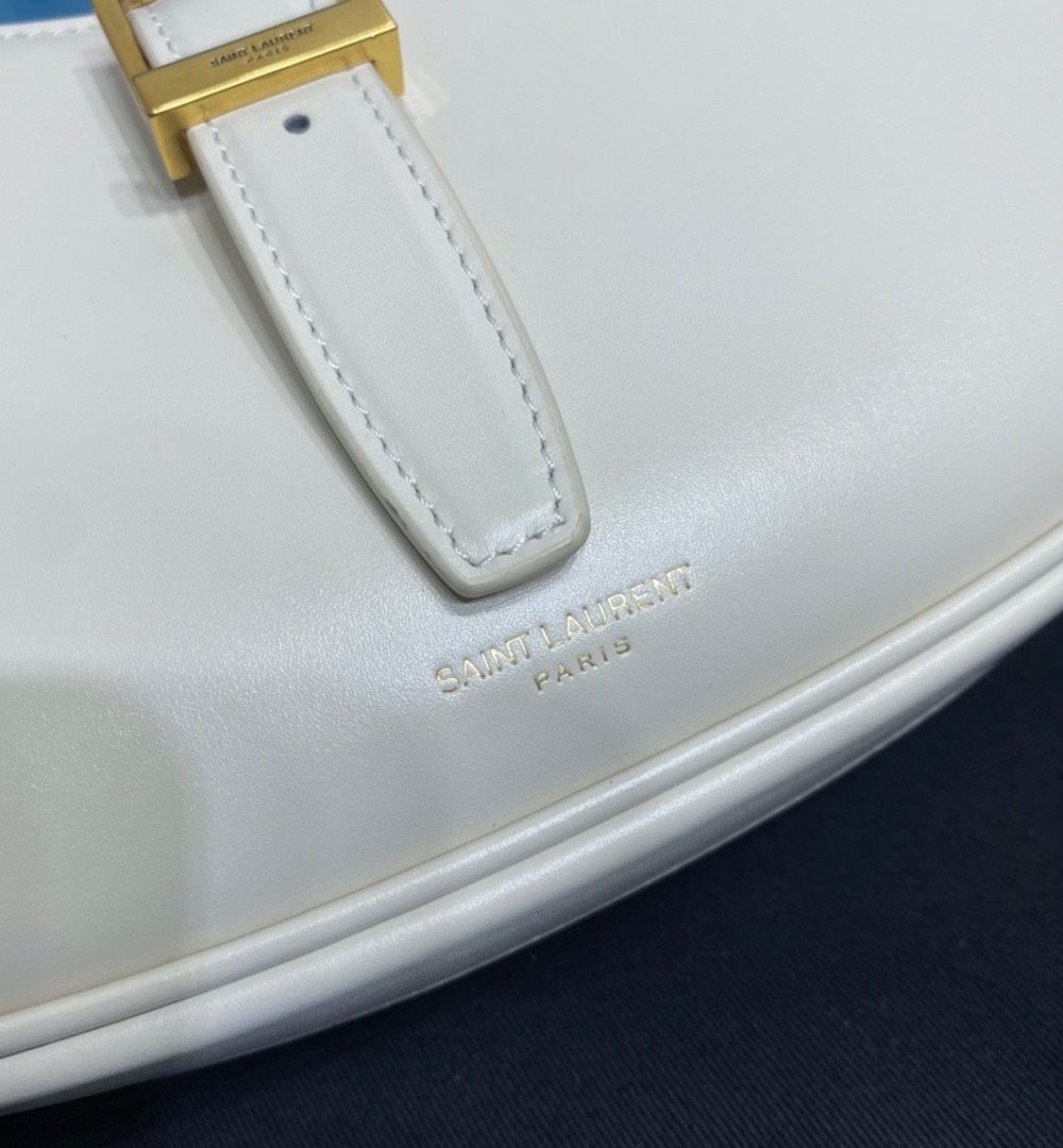 [REP 1:1] Saint Laurent Le Fermoir Hobo Bag White For Women 9.5in/24cm YSL 672615