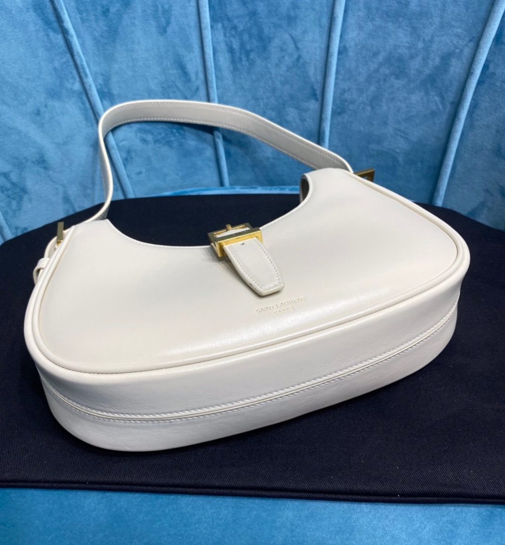 [REP 1:1] Saint Laurent Le Fermoir Hobo Bag White For Women 9.5in/24cm YSL 672615