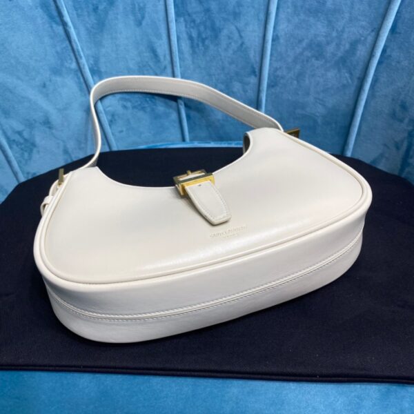 [REP 1:1] Saint Laurent Le Fermoir Hobo Bag White For Women 9.5in/24cm YSL 672615