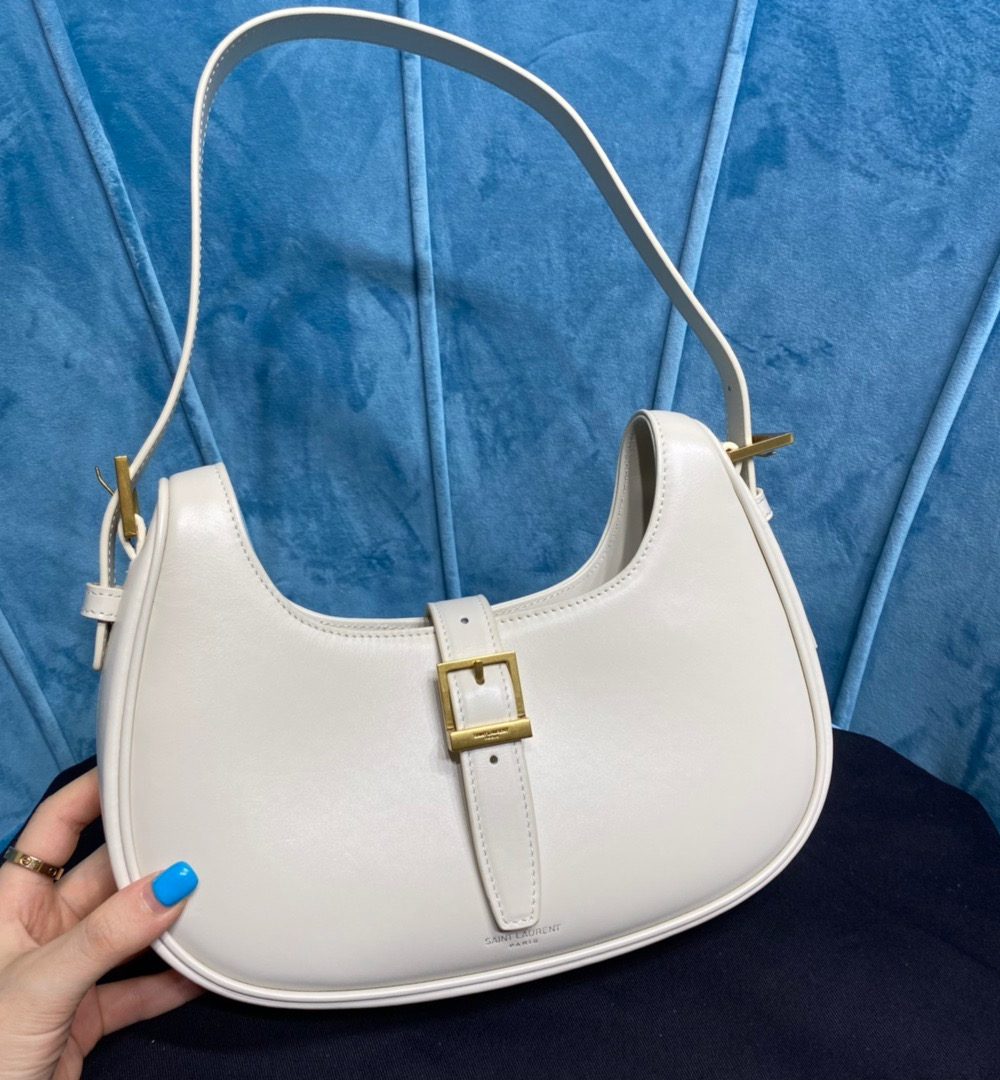 [REP 1:1] Saint Laurent Le Fermoir Hobo Bag White For Women 9.5in/24cm YSL 672615