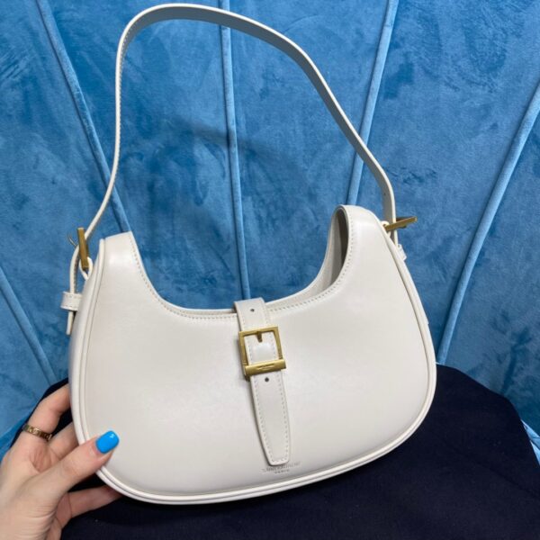 [REP 1:1] Saint Laurent Le Fermoir Hobo Bag White For Women 9.5in/24cm YSL 672615