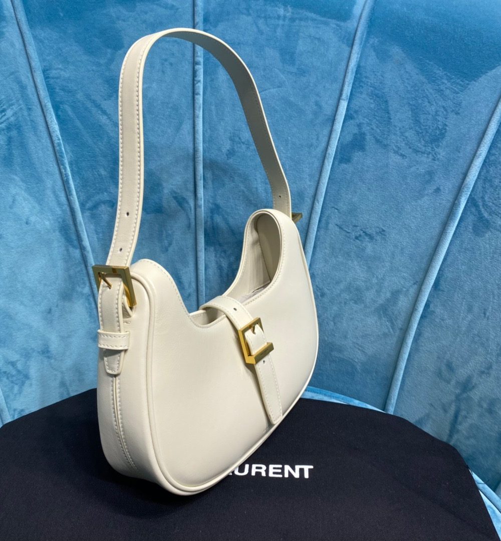 [REP 1:1] Saint Laurent Le Fermoir Hobo Bag White For Women 9.5in/24cm YSL 672615