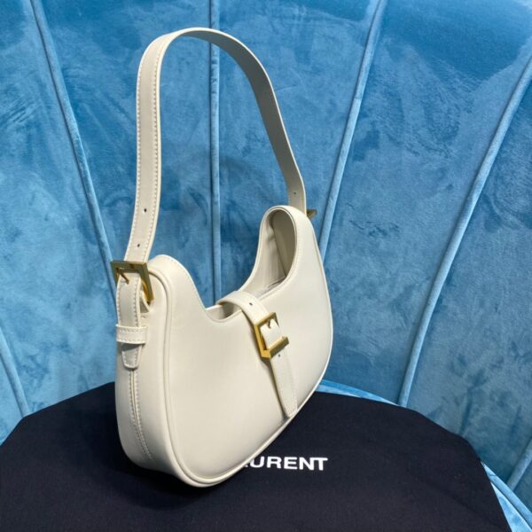 [REP 1:1] Saint Laurent Le Fermoir Hobo Bag White For Women 9.5in/24cm YSL 672615