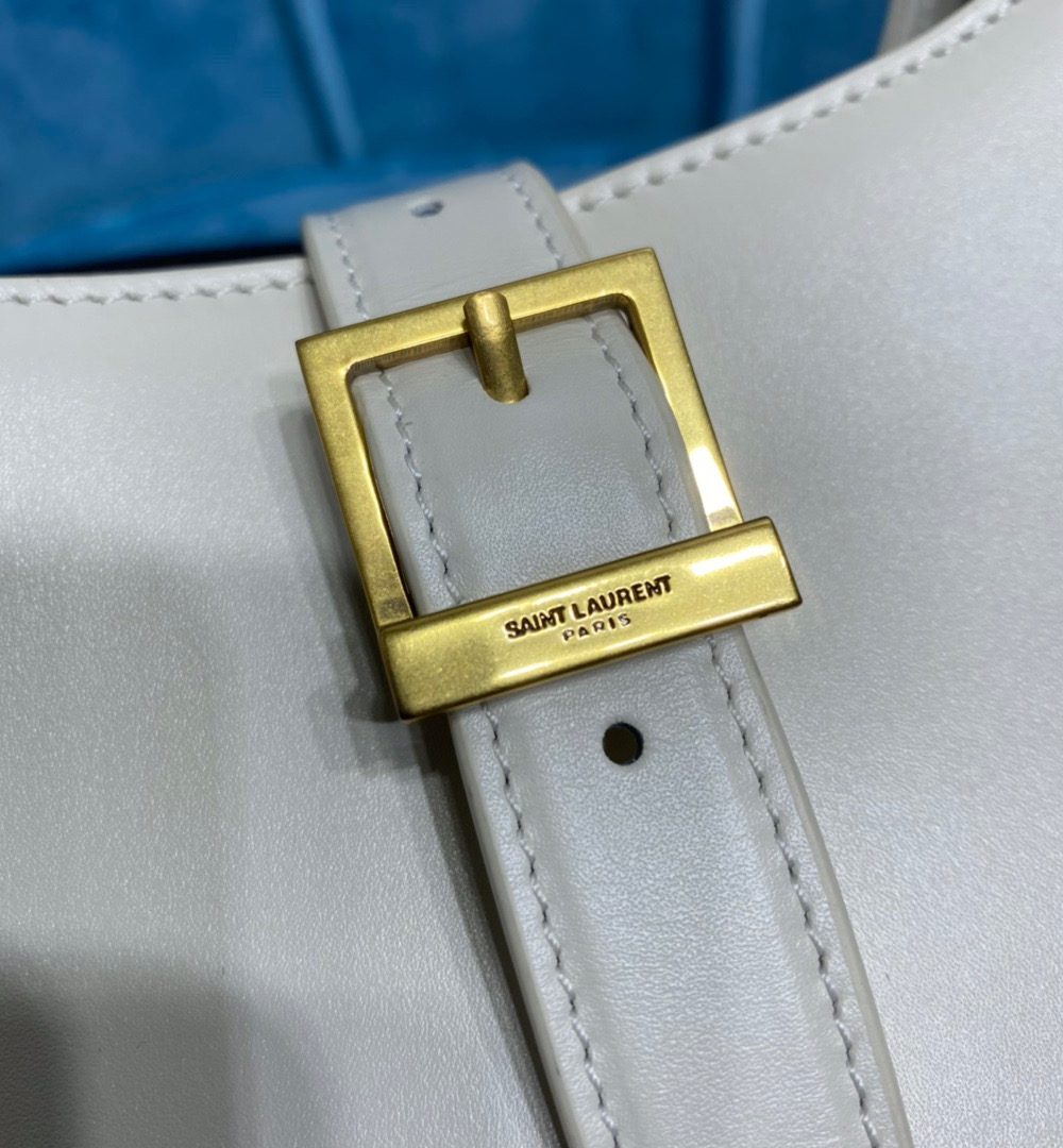 [REP 1:1] Saint Laurent Le Fermoir Hobo Bag White For Women 9.5in/24cm YSL 672615