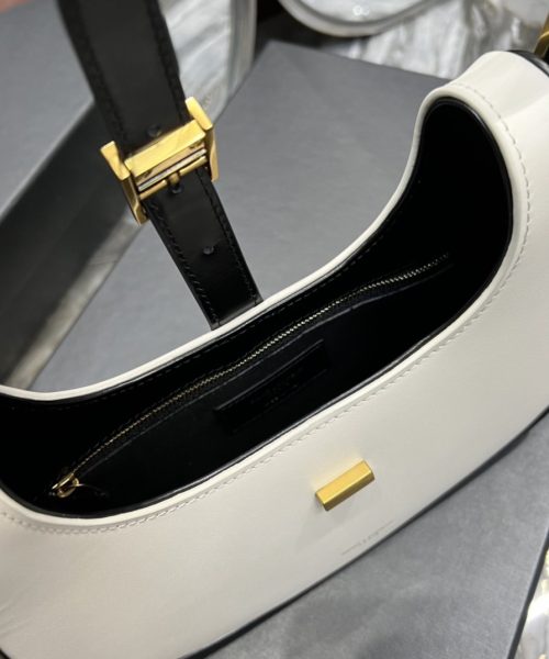 [REP 1:1] Saint Laurent Le Fermoir Hobo Bag White With Gold Hardware For Women 9.4in/24cm YSL