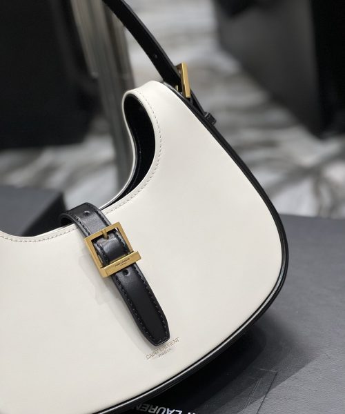 [REP 1:1] Saint Laurent Le Fermoir Hobo Bag White With Gold Hardware For Women 9.4in/24cm YSL