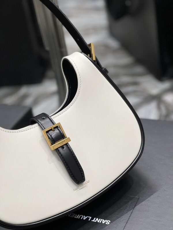 [REP 1:1] Saint Laurent Le Fermoir Hobo Bag White With Gold Hardware For Women 9.4in/24cm YSL