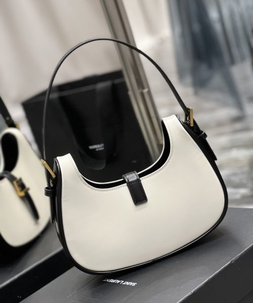 [REP 1:1] Saint Laurent Le Fermoir Hobo Bag White With Gold Hardware For Women 9.4in/24cm YSL