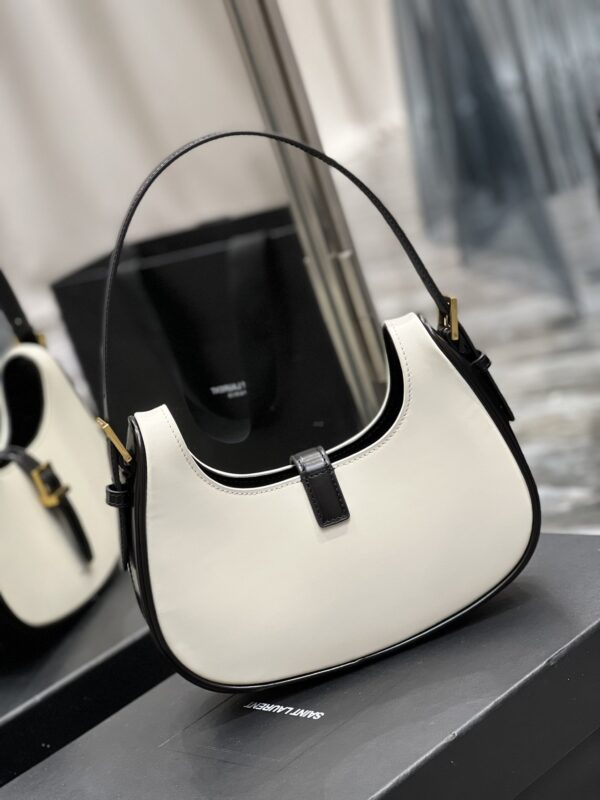 [REP 1:1] Saint Laurent Le Fermoir Hobo Bag White With Gold Hardware For Women 9.4in/24cm YSL