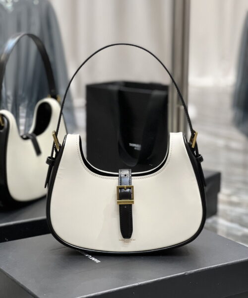 [REP 1:1] Saint Laurent Le Fermoir Hobo Bag White With Gold Hardware For Women 9.4in/24cm YSL