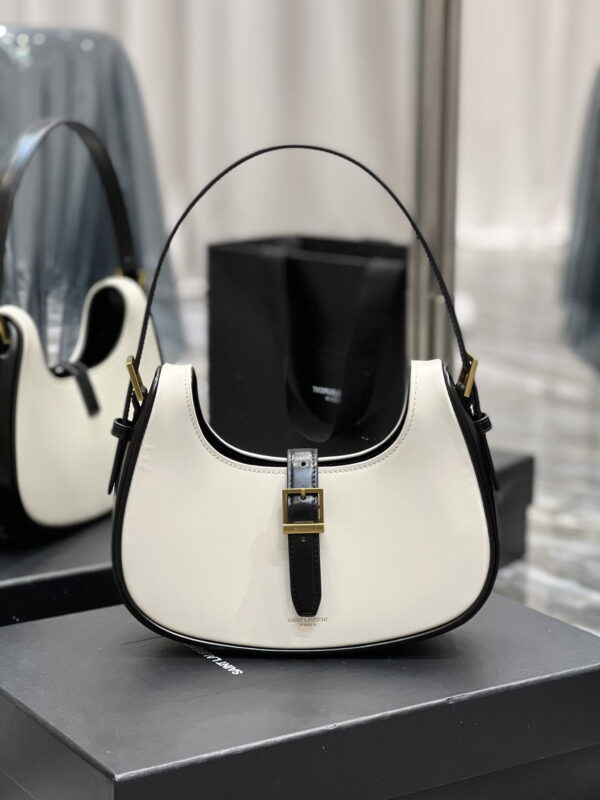 [REP 1:1] Saint Laurent Le Fermoir Hobo Bag White With Gold Hardware For Women 9.4in/24cm YSL