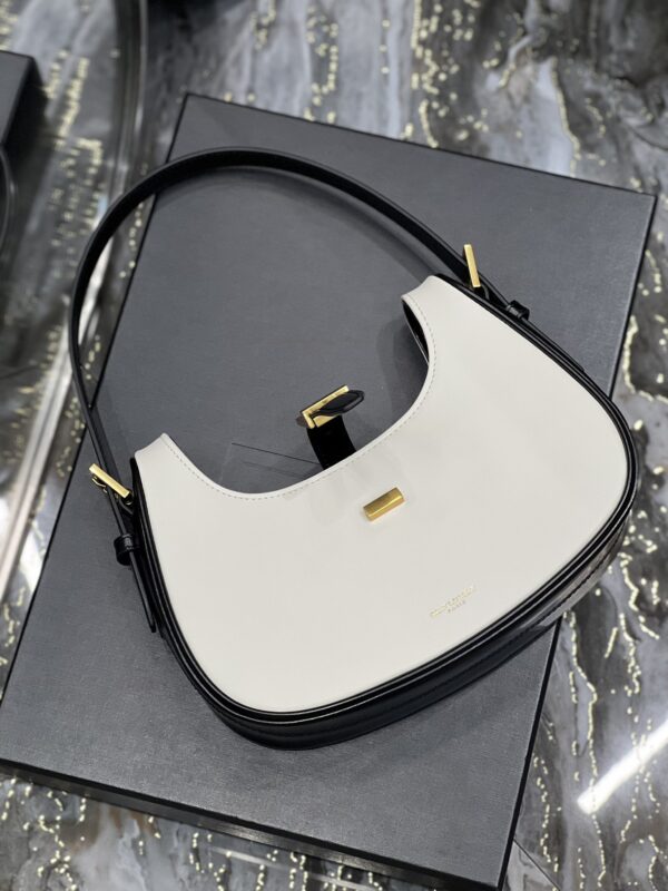 [REP 1:1] Saint Laurent Le Fermoir Hobo Bag White With Gold Hardware For Women 9.4in/24cm YSL
