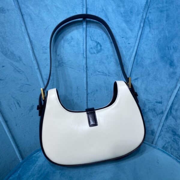 [REP 1:1] Saint Laurent Le Fermoir Hobo Bag White/Black For Women 9.5in/24cm YSL