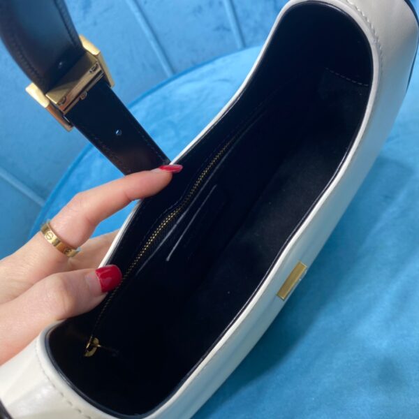 [REP 1:1] Saint Laurent Le Fermoir Hobo Bag White/Black For Women 9.5in/24cm YSL