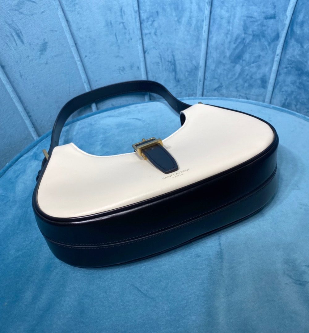 [REP 1:1] Saint Laurent Le Fermoir Hobo Bag White/Black For Women 9.5in/24cm YSL