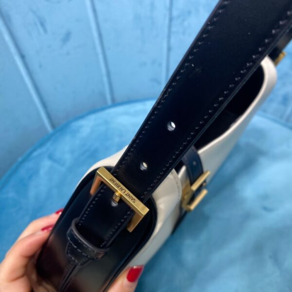 [REP 1:1] Saint Laurent Le Fermoir Hobo Bag White/Black For Women 9.5in/24cm YSL