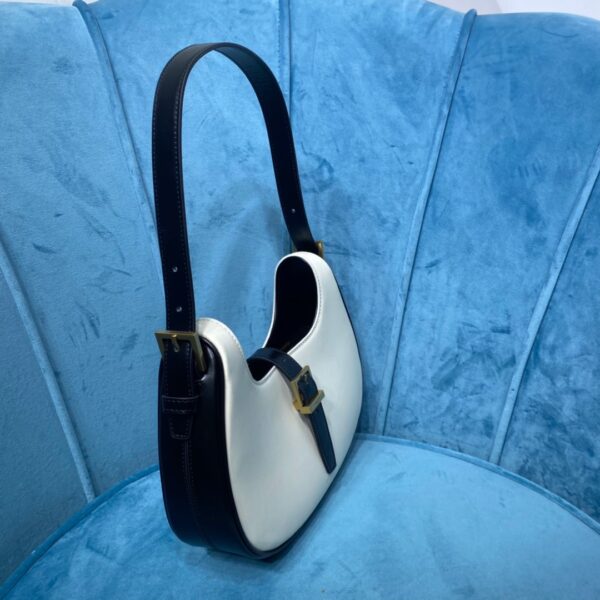 [REP 1:1] Saint Laurent Le Fermoir Hobo Bag White/Black For Women 9.5in/24cm YSL