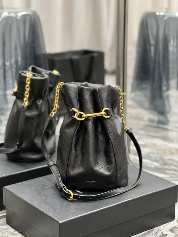 [REP 1:1] Saint Laurent Le Maillon Bucket Bag Black For Women 10.6in/27cm YSL 686310AAAJK1000