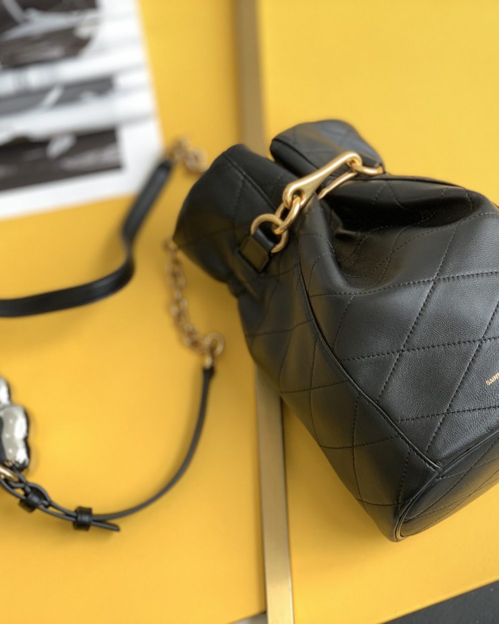 [REP 1:1] Saint Laurent Le Maillon Hook Bucket Bag Black For Women, Women's Bags 10.6in/27cm YSL 686310AAAJK1000