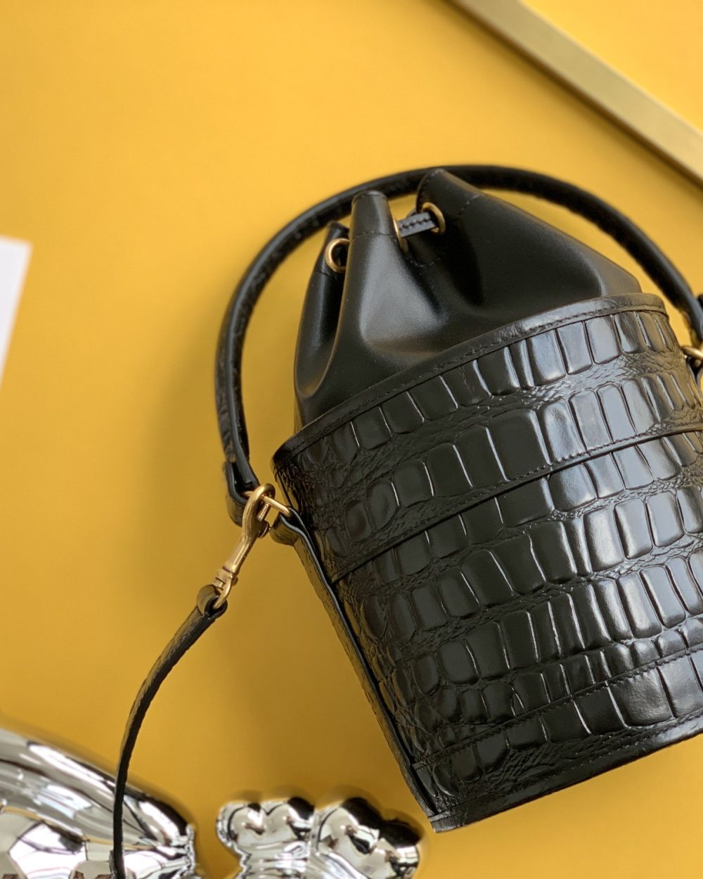 [REP 1:1] Saint Laurent Le Maillon Hook Bucket Bag Black For Women, Women's Bags 10.6in/27cm YSL