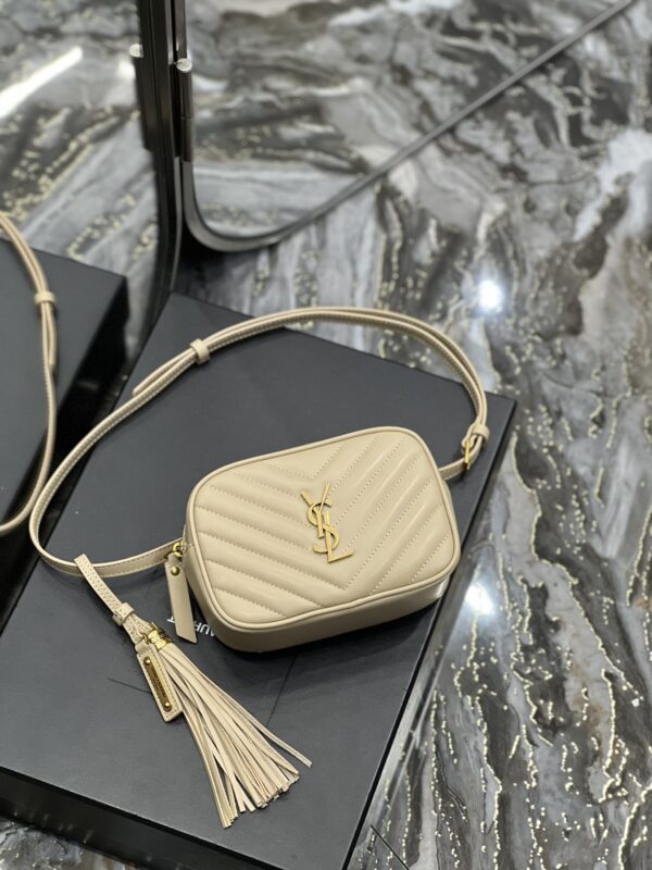 [REP 1:1] Saint Laurent Lou Belt Bag Beige In Matelassé Gold Toned Hardware For Women 6.1in/15cm YSL 614031DV7072721