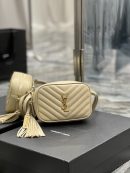 [REP 1:1] Saint Laurent Lou Belt Bag Beige In Matelassé Gold Toned Hardware For Women 6.1in/15cm YSL 614031DV7072721