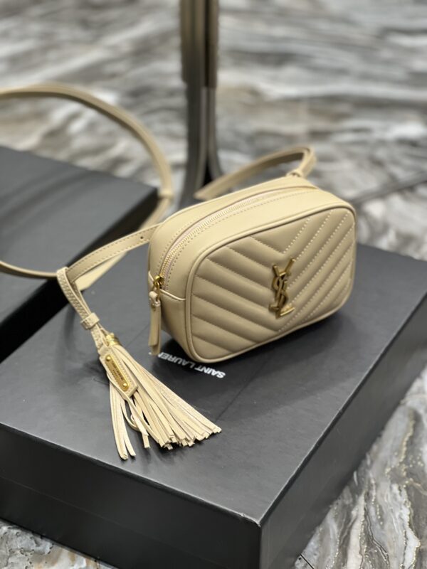 [REP 1:1] Saint Laurent Lou Belt Bag Beige In Matelassé Gold Toned Hardware For Women 6.1in/15cm YSL 614031DV7072721