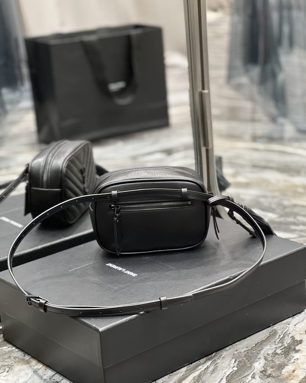 [REP 1:1] Saint Laurent Lou Belt Bag Black In Matelassé Black Metal Hardware For Women 6.1in/15cm YSL 534817DV7081000
