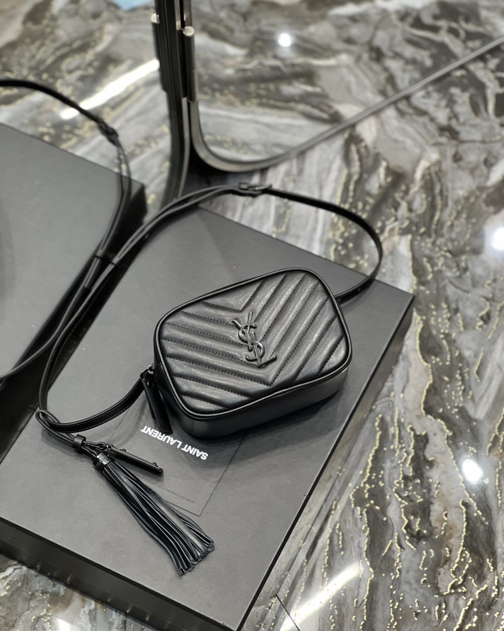 [REP 1:1] Saint Laurent Lou Belt Bag Black In Matelassé Black Metal Hardware For Women 6.1in/15cm YSL 534817DV7081000