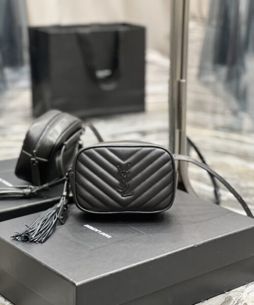 [REP 1:1] Saint Laurent Lou Belt Bag Black In Matelassé Black Metal Hardware For Women 6.1in/15cm YSL 534817DV7081000