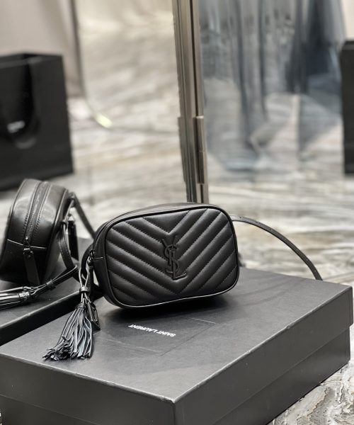 [REP 1:1] Saint Laurent Lou Belt Bag Black In Matelassé Black Metal Hardware For Women 6.1in/15cm YSL 534817DV7081000