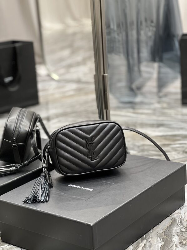 [REP 1:1] Saint Laurent Lou Belt Bag Black In Matelassé Black Metal Hardware For Women 6.1in/15cm YSL 534817DV7081000