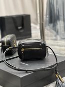 [REP 1:1] Saint Laurent Lou Belt Bag Black In Matelassé Gold Toned Hardware For Women 6.1in/15cm YSL 614031DV7071000
