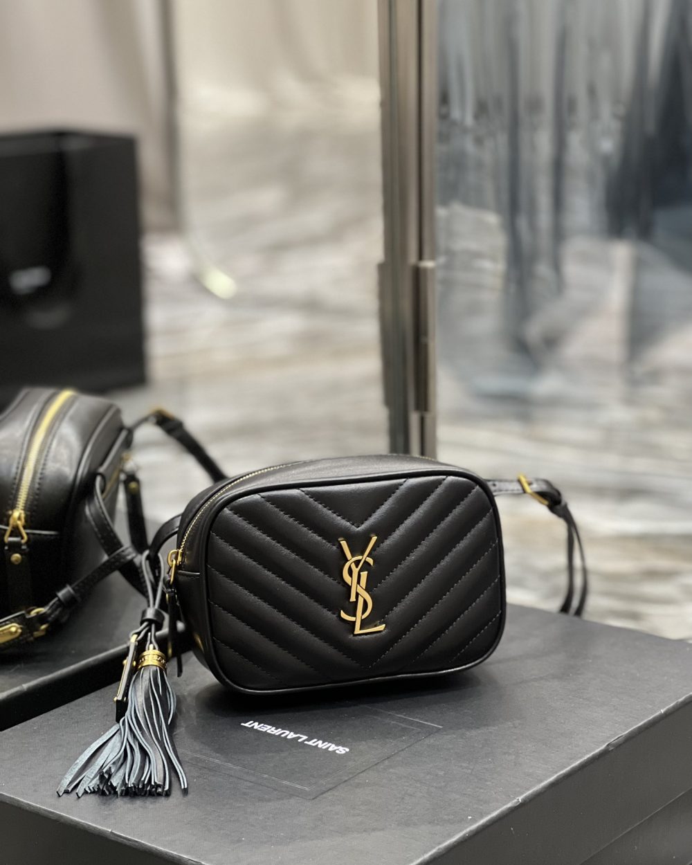 [REP 1:1] Saint Laurent Lou Belt Bag Black In Matelassé Gold Toned Hardware For Women 6.1in/15cm YSL 614031DV7071000