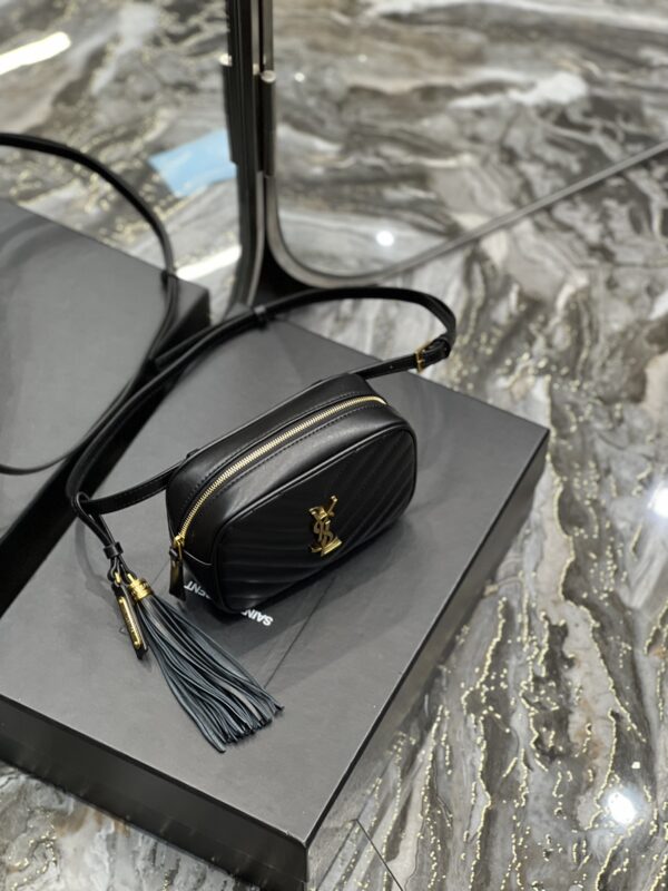 [REP 1:1] Saint Laurent Lou Belt Bag Black In Matelassé Gold Toned Hardware For Women 6.1in/15cm YSL 614031DV7071000