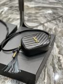 [REP 1:1] Saint Laurent Lou Belt Bag Black In Matelassé Gold Toned Hardware For Women 6.1in/15cm YSL 614031DV7071000