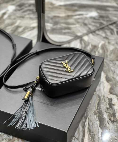 [REP 1:1] Saint Laurent Lou Belt Bag Black In Matelassé Gold Toned Hardware For Women 6.1in/15cm YSL 614031DV7071000