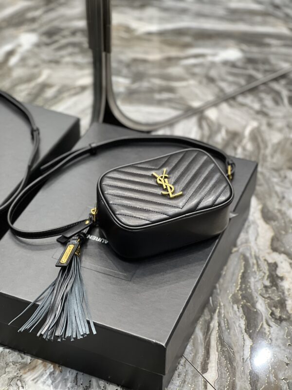 [REP 1:1] Saint Laurent Lou Belt Bag Black In Matelassé Gold Toned Hardware For Women 6.1in/15cm YSL 614031DV7071000