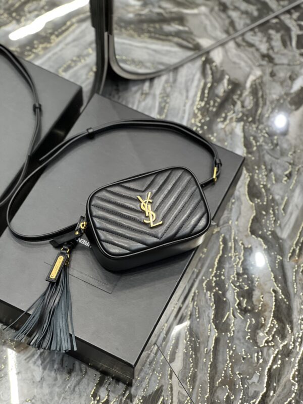 [REP 1:1] Saint Laurent Lou Belt Bag Black In Matelassé Gold Toned Hardware For Women 6.1in/15cm YSL 614031DV7071000