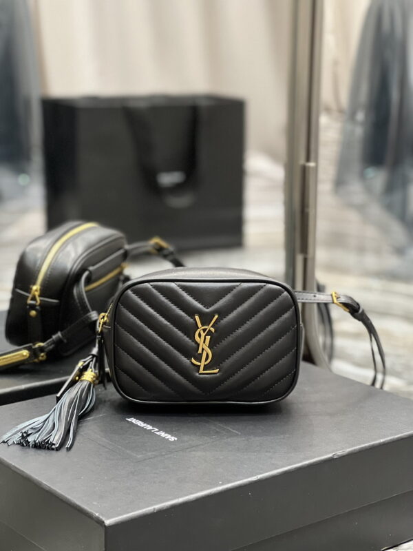 [REP 1:1] Saint Laurent Lou Belt Bag Black In Matelassé Gold Toned Hardware For Women 6.1in/15cm YSL 614031DV7071000