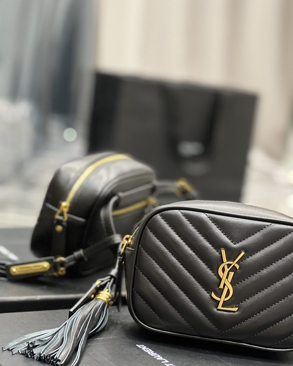 [REP 1:1] Saint Laurent Lou Belt Bag Black In Matelassé Gold Toned Hardware For Women 6.1in/15cm YSL 614031DV7071000