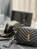 [REP 1:1] Saint Laurent Lou Belt Bag Black In Matelassé Gold Toned Hardware For Women 6.1in/15cm YSL 614031DV7071000