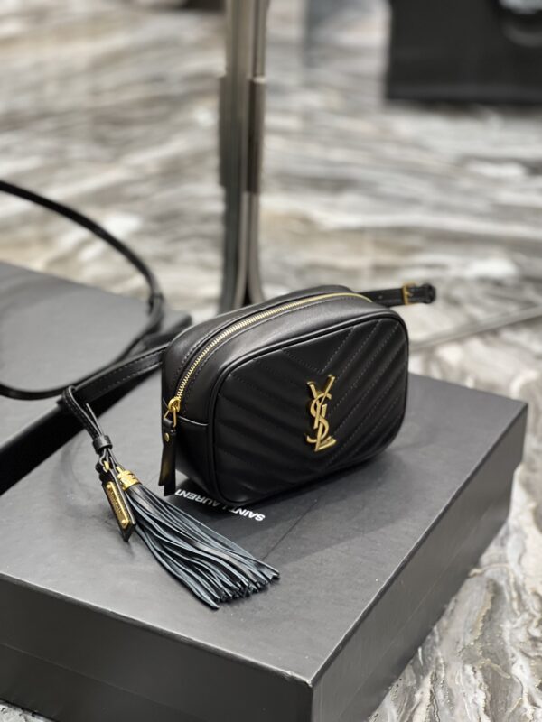 [REP 1:1] Saint Laurent Lou Belt Bag Black In Matelassé Gold Toned Hardware For Women 6.1in/15cm YSL 614031DV7071000