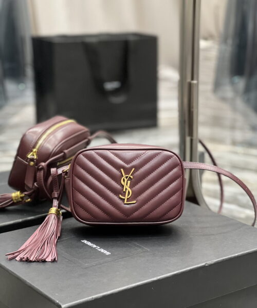 [REP 1:1] Saint Laurent Lou Belt Bag Red In Matelassé Gold Toned Hardware For Women 6.1in/15cm YSL 614031DV7072721
