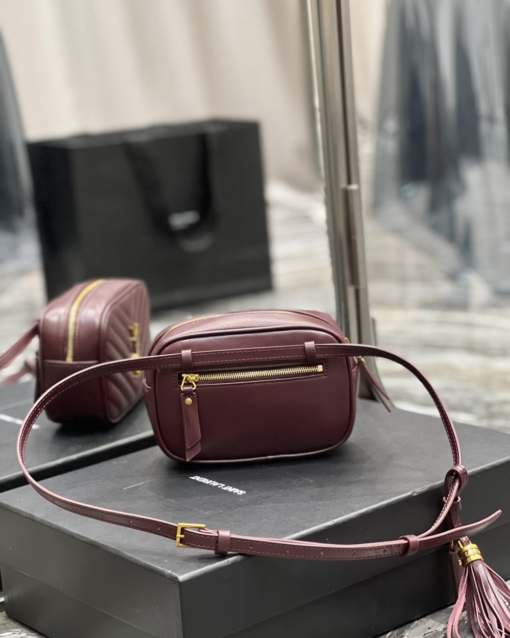 [REP 1:1] Saint Laurent Lou Belt Bag Red In Matelassé Gold Toned Hardware For Women 6.1in/15cm YSL 614031DV7072721