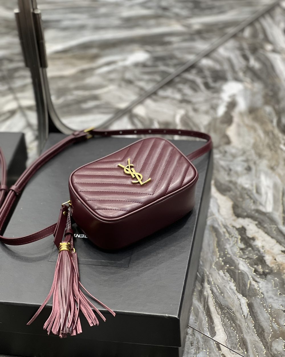 [REP 1:1] Saint Laurent Lou Belt Bag Red In Matelassé Gold Toned Hardware For Women 6.1in/15cm YSL 614031DV7072721