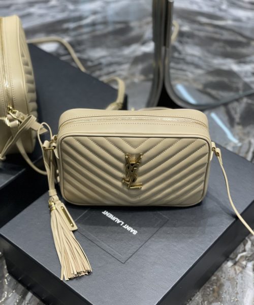 [REP 1:1] Saint Laurent Lou Camera Bag Beige With Gold Toned Hardware For Women 9in/23cm YSL 612544DV7072721