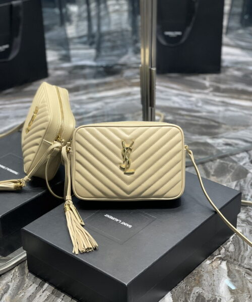 [REP 1:1] Saint Laurent Lou Camera Bag Beige With Gold Toned Hardware For Women 9in/23cm YSL 612544DV7072721